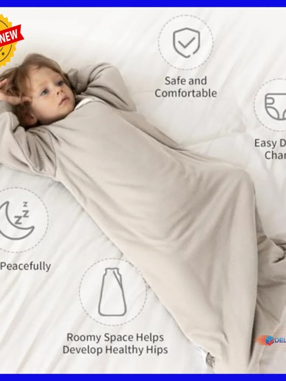 Long Sleeve Bamboo Sleep Sack 12-18 Months Winter Wearable Blanket Unisex